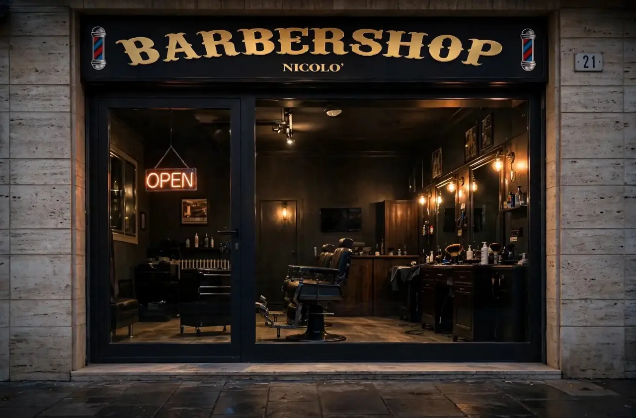 La vetrina di Nicolò BarberShop in Via Giacomo Leopardi 21 a Carpi